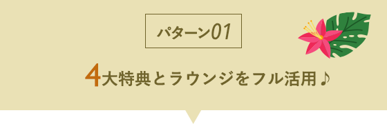 パターン01 4大特典とラウンジをフル活用♪