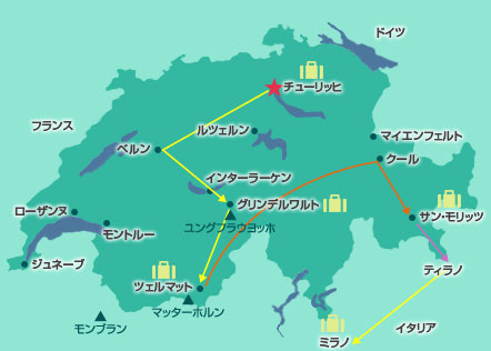 スイス観光地図